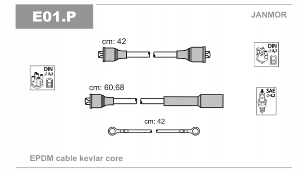 фото №3, Провода зажигания wysokiego напряжения fiat 126p st std kpl janmor