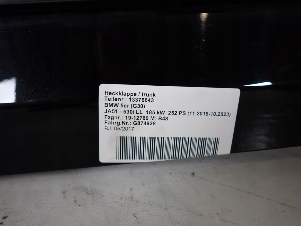 фото №5, Bmw 5 g30 17- крышка багажника багажника
