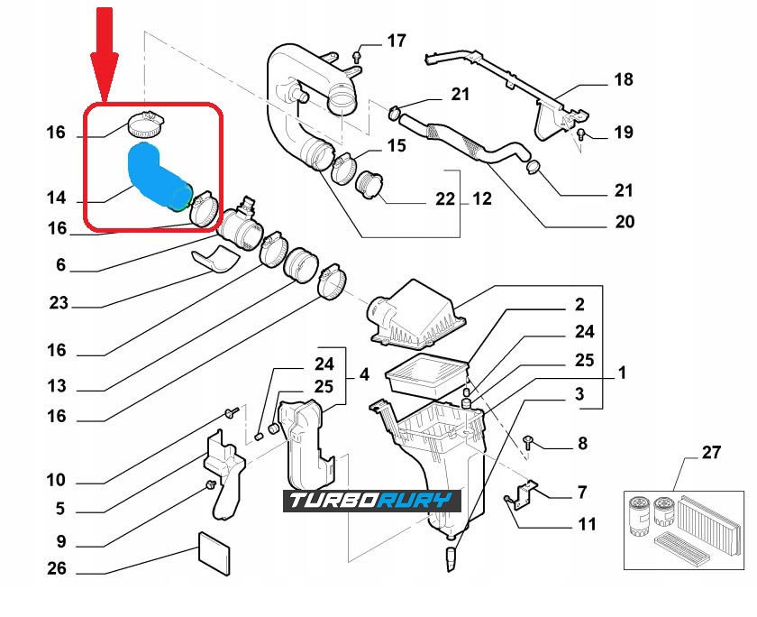 фото №7, Шланг труба wąż фильтра воздуха fiat sedici 1.9 d 71743977