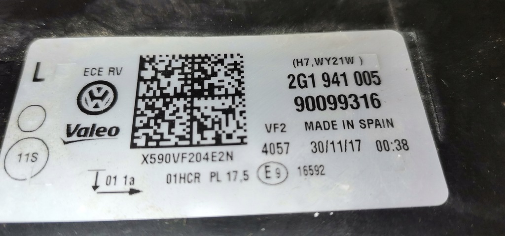 фото №8, Vw polo vi 6 2g 17- лампа левая передняя 2g1945005