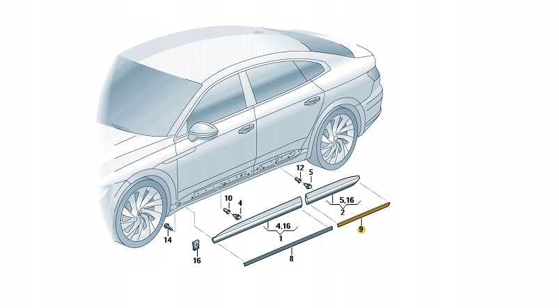 фото №1, Молдинг декоративная задних правых дверь хром vw arteon oe: 3g88533343q7