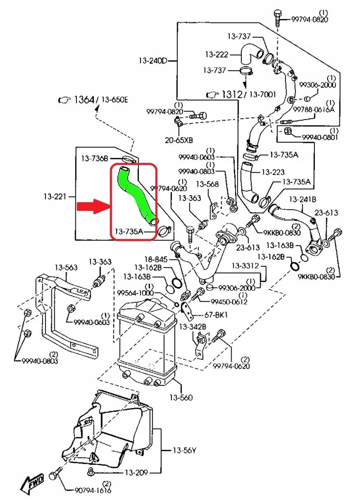 фото №6, Труба wąż turbo mazda 6 gh 2.0 cd rf8g-13-220a