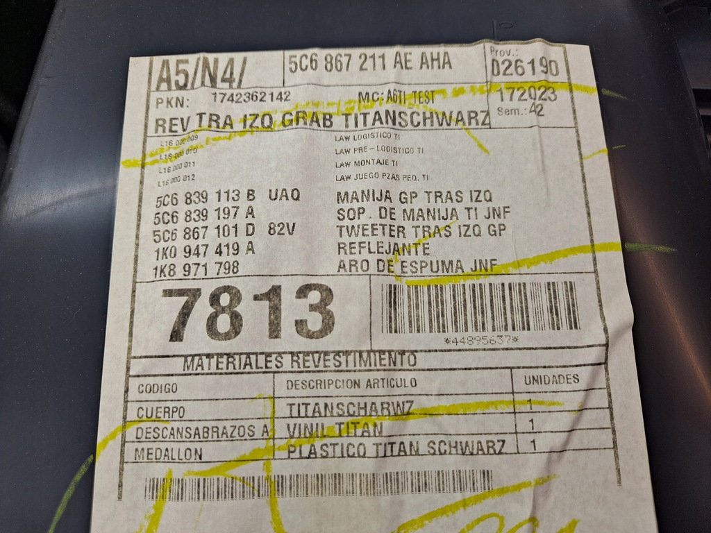 фото №5, Vw jetta vi 6 обивка дверь левый задняя 5c6867211