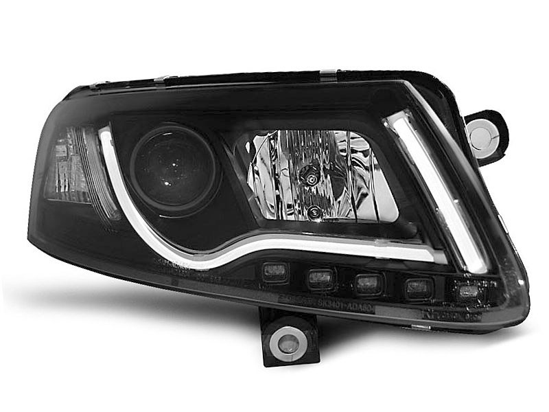 Купити Ліхтарі  передні audi a6 c6 04.04-08 led трубка  освітлення true drl чорний  фара