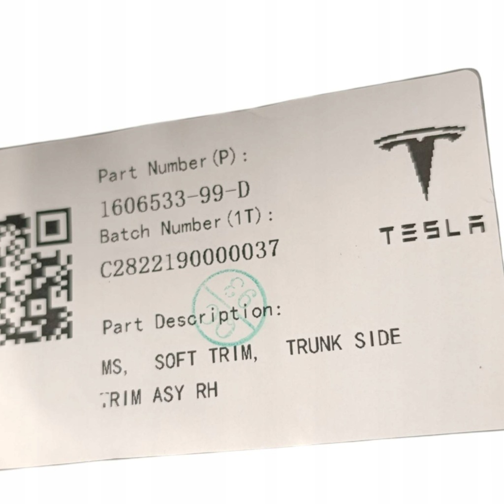 Tesla model s 2022 з задній обшивка / оббивка / багажника Зі Шроту