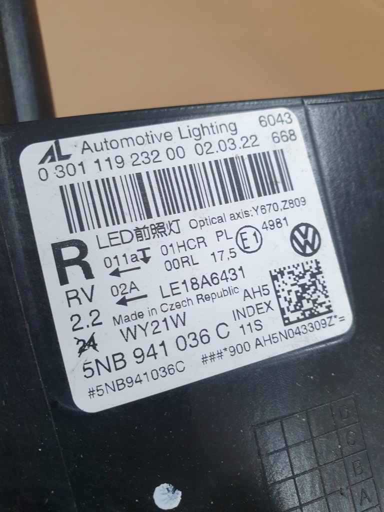 фото №9, Volkswagen tiguan ii лампа права перед 5nb941036c