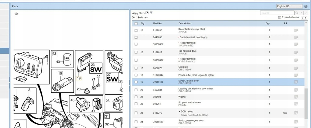 фото №8, Volvo s60 2001 перед сторона левая панели управление, переключатели