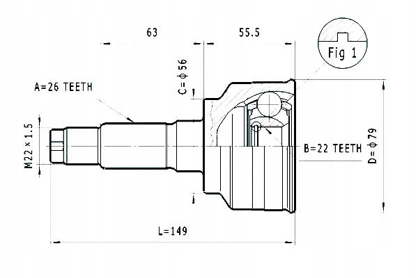 фото №2, Шарнир привод. наружный. kia sephia statim