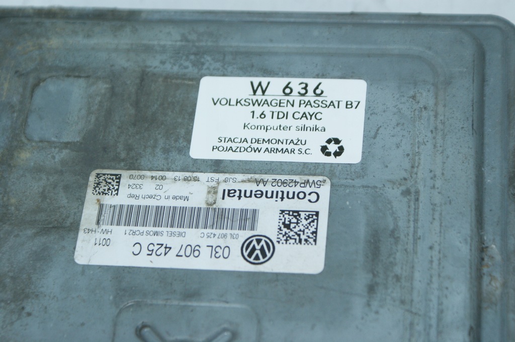 фото №16, Набор стартовый счетчик бортовой компьютер замок зажигания 1.6tdi volkswagen passat b7 cayc