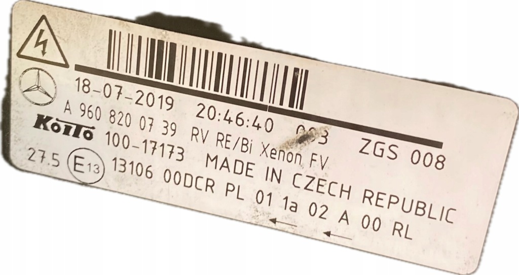 фото №4, Лампа фара rh mercedes actros mp4 a9608200739