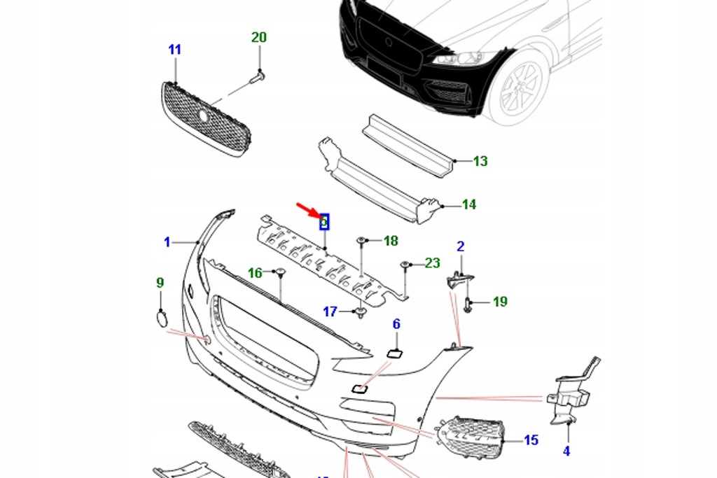 фото №8, Jaguar f-pace x761 панель кронштейн передний бампера новый оригинальный t4a