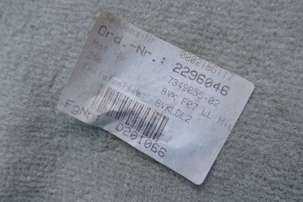 фото №11, Обшивка коврик пол bmw f07 gt europa