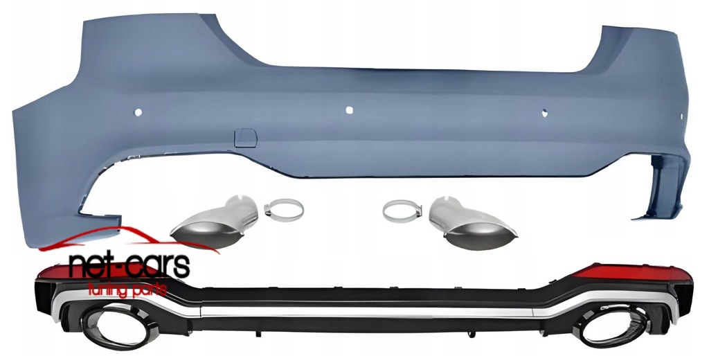 фото №8, Бампер задняя audi a5 f5 b9 16- wz s5 rs rs5 диффузор насадки чёрный серебристый