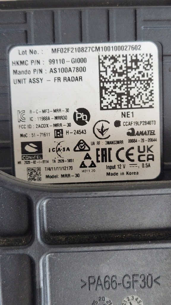 фото №6, Радар датчик датчик distronic перед hyundai ioniq 5 2021-