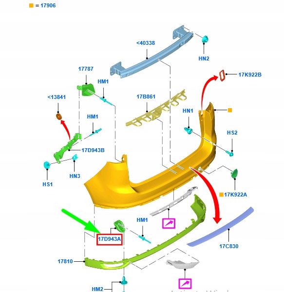 фото №1, Ford grand c-max mk2 rear бампер mounting кронштейн 1733474 original
