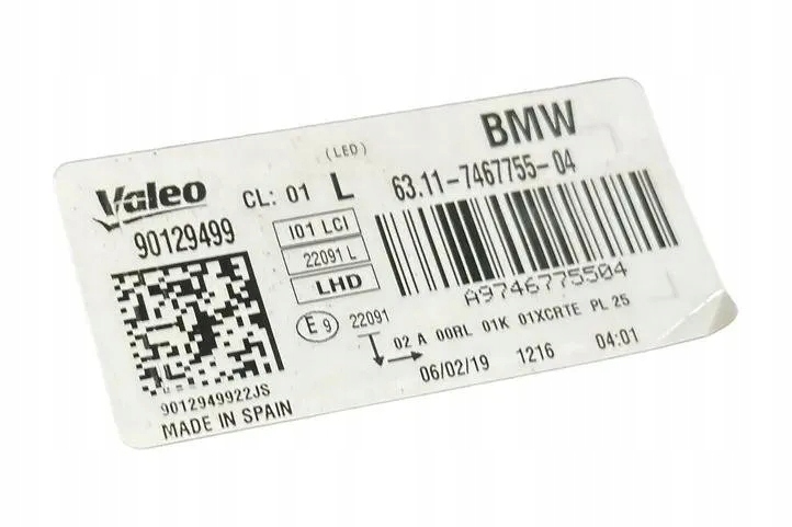 фото №12, Лампа левая передняя bmw i3 i01 a9746775504 electric 135kw 2019