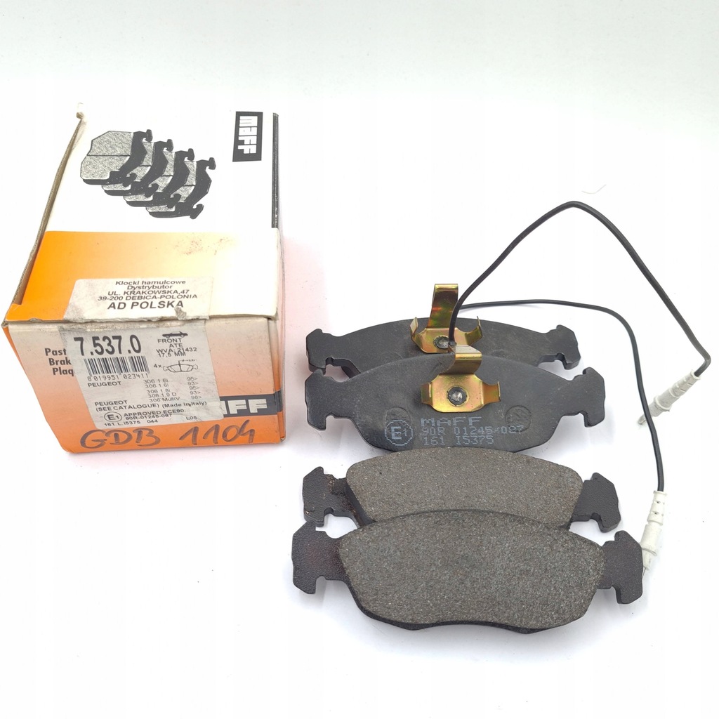 фото №1, Гальмівні колодки гальмівні maff 7.537.0 peugeot 306 gdb 1104