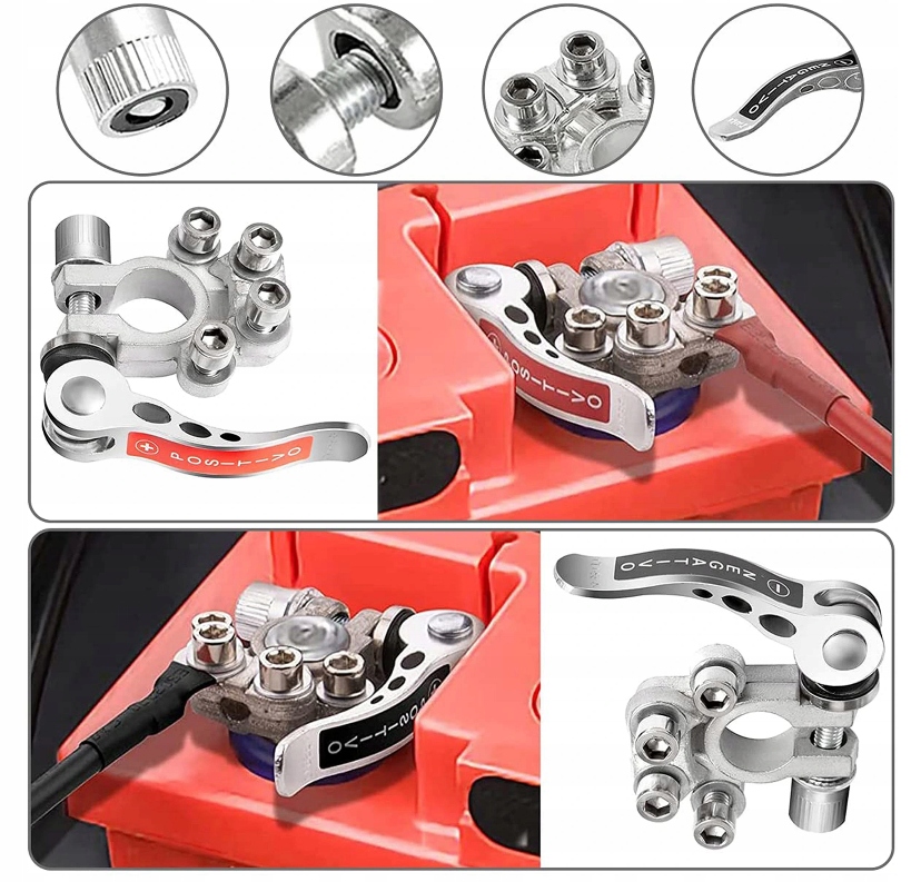 фото №12, 2x быстрые соединитель клемма суппорт соединитель аккумулятор 6v / 12v / 24v plus минус