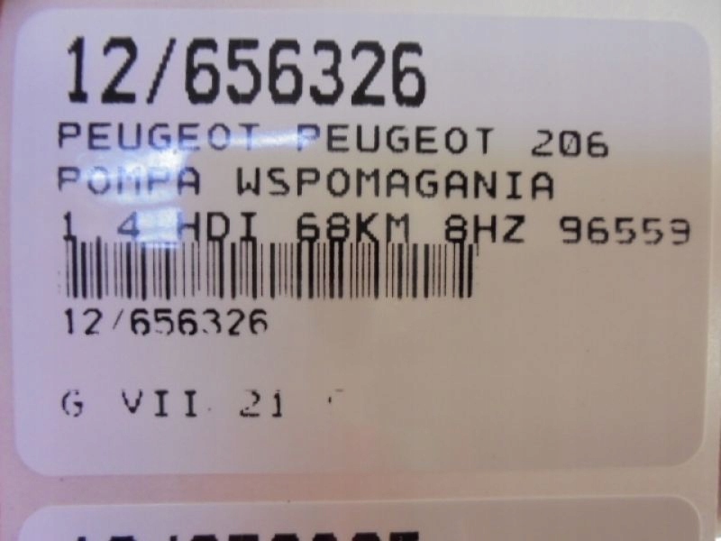 фото №10, Peugeot 206 насос усилителя 9655955780 1,4hdi