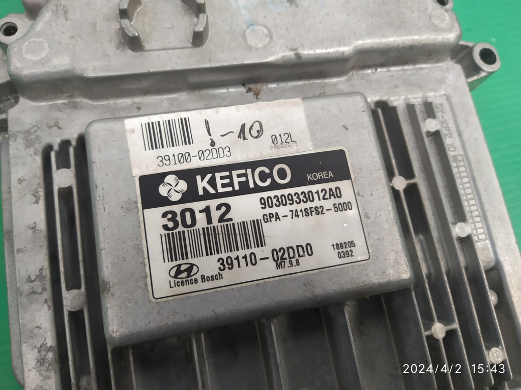 фото №5, Бортовой компьютер блок управления двигателя hyundai i10 i 39110-02dd0 kefico