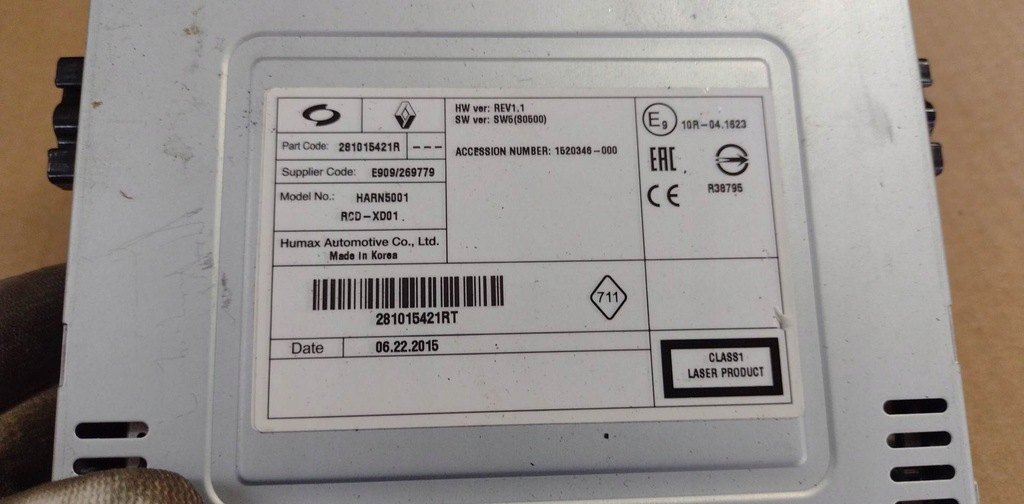 фото №6, Зчитувач cd renault megane iv talisman 281015421r стан jak новий