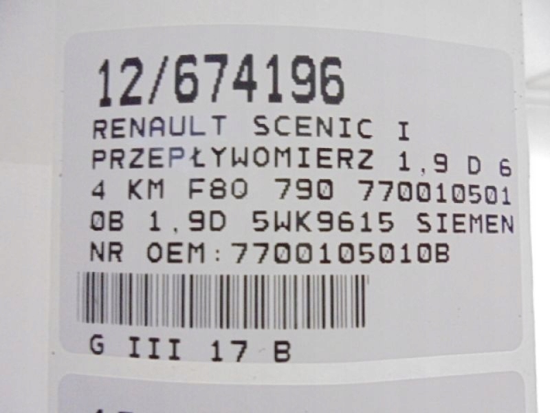 фото №7, Scenic i расходомер 7700105010b 1,9d 5wk9615