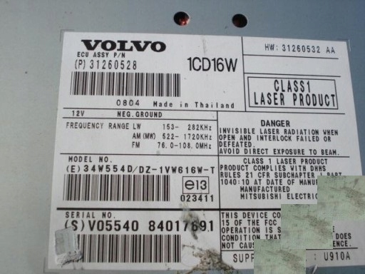 фото №2, Volvo v50 s40 c30 c70 2.0d радио cd