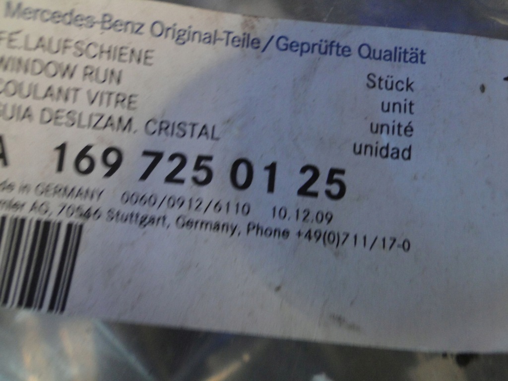 фото №9, Mercedes прокладка скло w двері передні ліва a klasa w169 169 b w245 245
