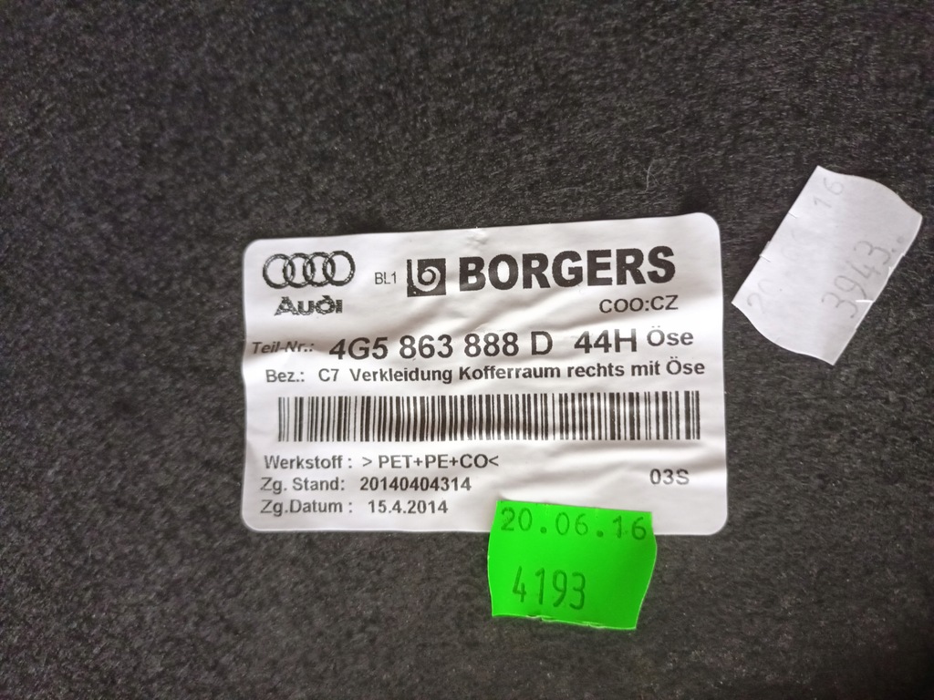 фото №7, Audi a6 c7 4g sedan обшивка багажника правий лівий 4g5863888d 4g5863887d 28km