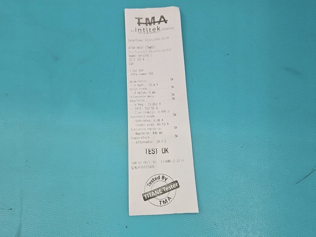 Test генератор alfa romeo 159 0124425041 60694260 1.9 jts 99a6000 Недорого