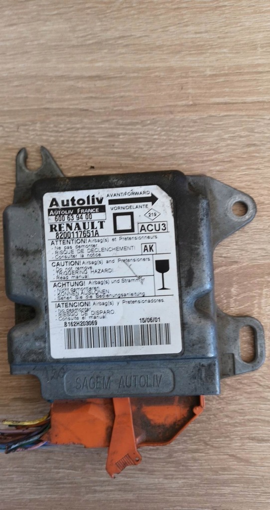 фото №1, Бортовий комп'ютер блок керування модуль подушка безпеки 8200117651a