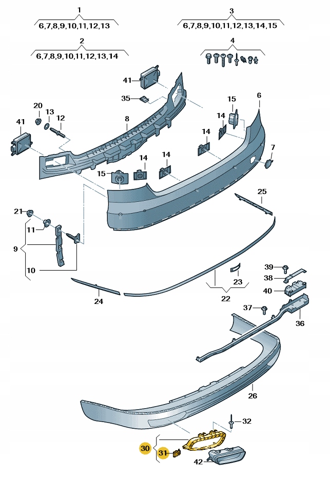 фото №1, Element замикаючий кріпильний труба вихлопна w бампері задня audi a8 d4 ліва