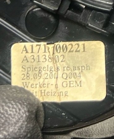 фото №4, Mercedes sl r230 slk r171 вкладыш зеркало правого наружного