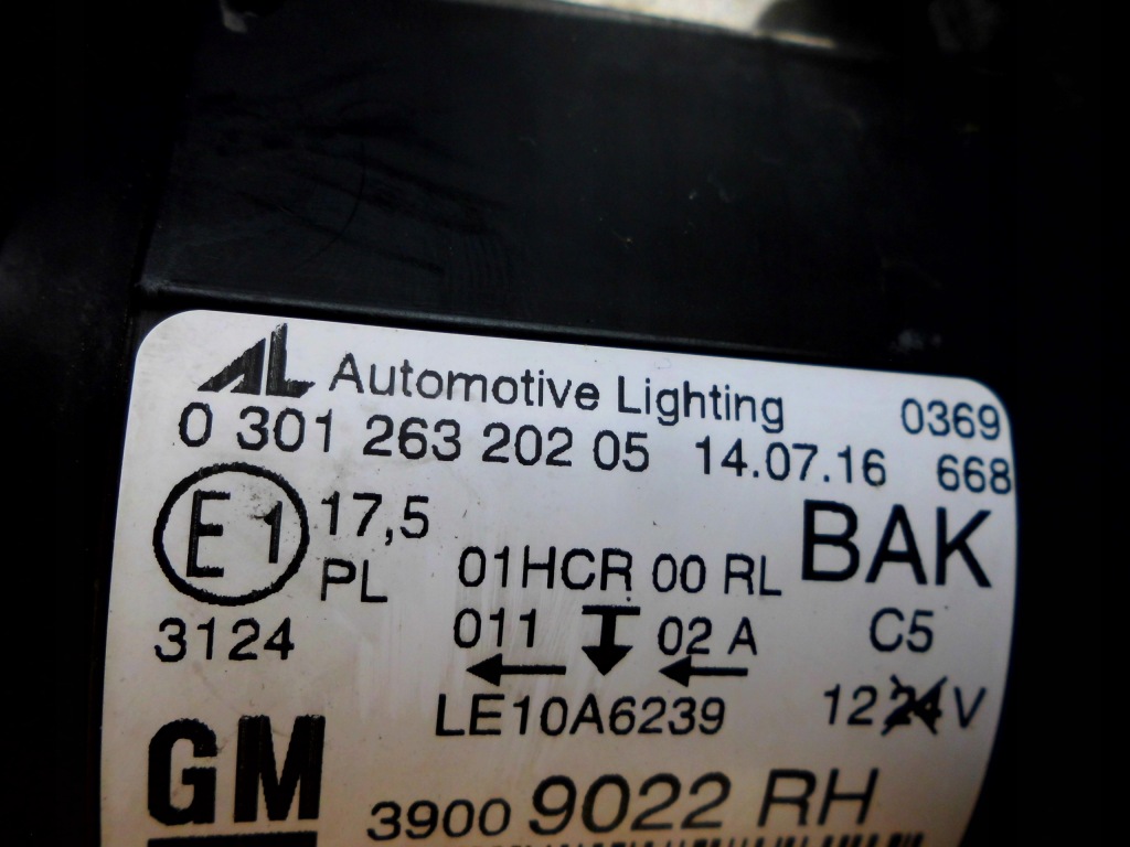 фото №11, Лампа фара правый opel zafira c 39009022 rh europa