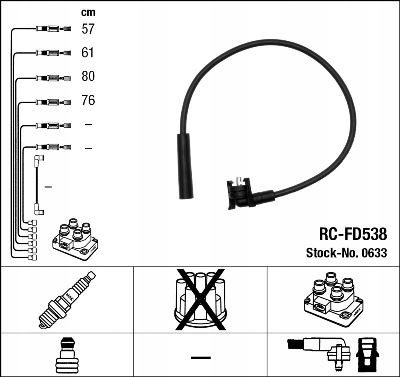 фото №12, Провода зажигания ngk rc-fd538 ford escort fiesta