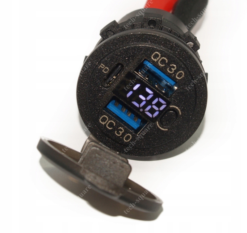 фото №14, Роз'єм заряджання usb 2x qc3.0 36w + pd 55w 12-24v woltomierz