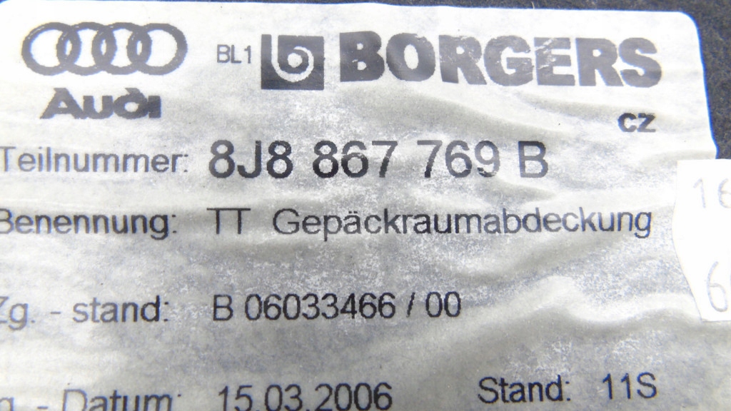 фото №6, Полка задняя багажника комплект audi tt 8j 8j8867769b