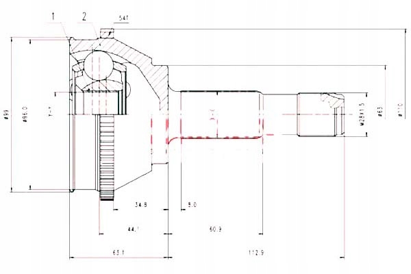 Шрус  zew. fiat ducato 94-02 28/39/63mm/54 abs - Зі Шроту