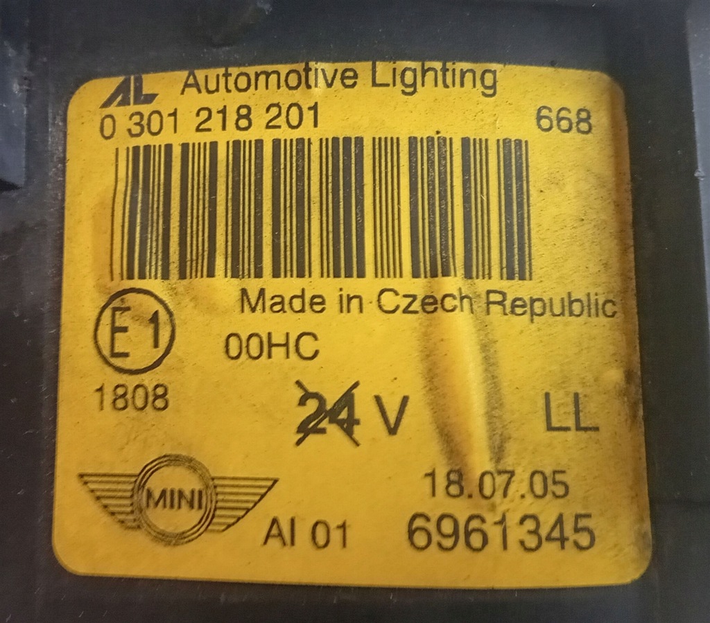 фото №3, Лампа левый перед mini cooper r50 r53 r56 lift 04-06 eu 6961345 0301218201