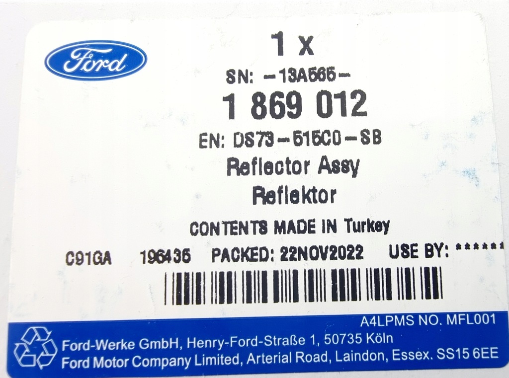 фото №16, Отражатель задний левый ford mondeo mk5 kombi 2014-2022