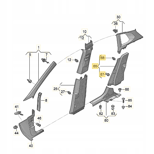 фото №8, Накладка захист стійка czarna правий задня оригінальний номер vw tiguan 5na867766b 82v