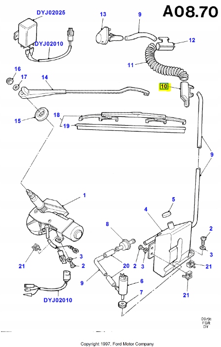 фото №8, Кришка двірник i омивач задній скло transit 1991-1994 оригінальний номер 6159606