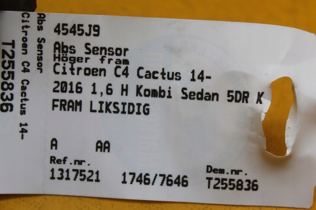 фото №11, Датчик abs правый перед citroen c4 cactus peugeot 9665455580