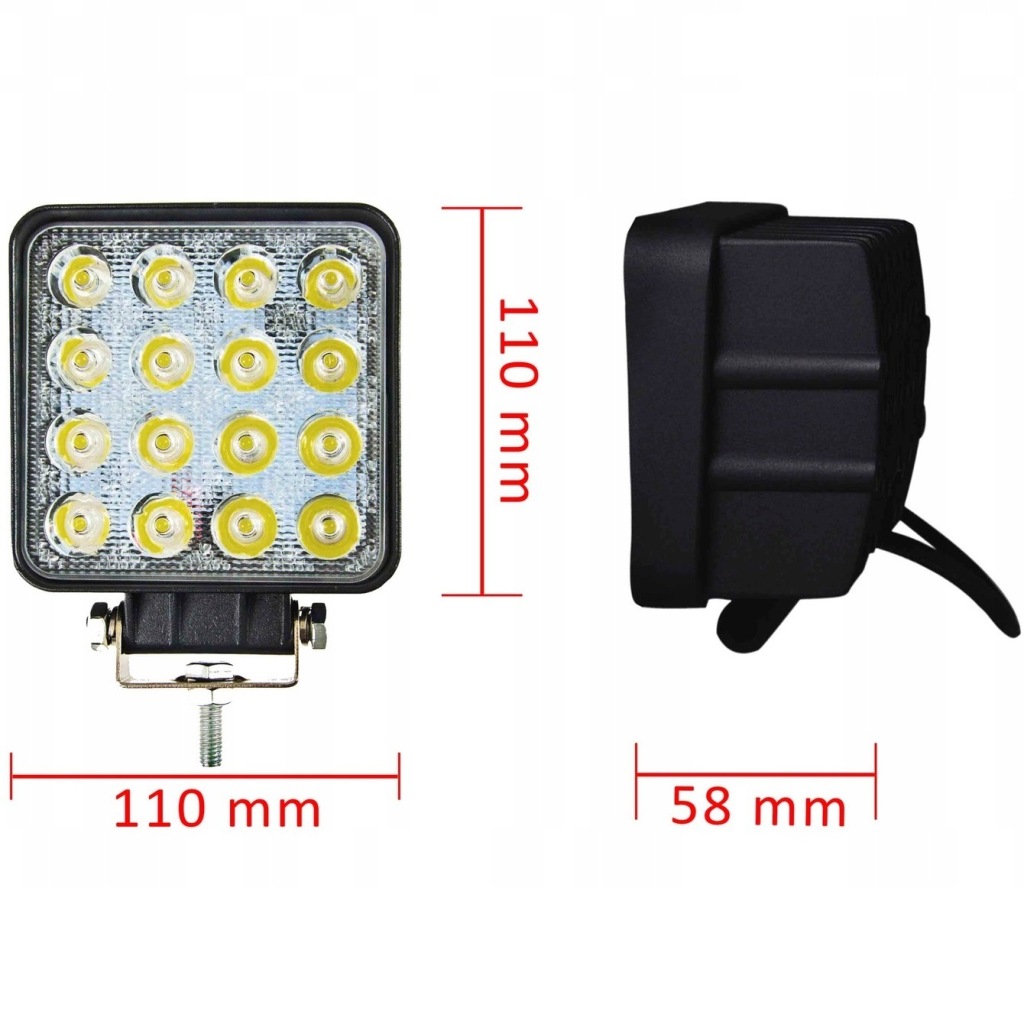 фото №5, Лампа робоча протитуманна фара led 16 діодна 48w платформа