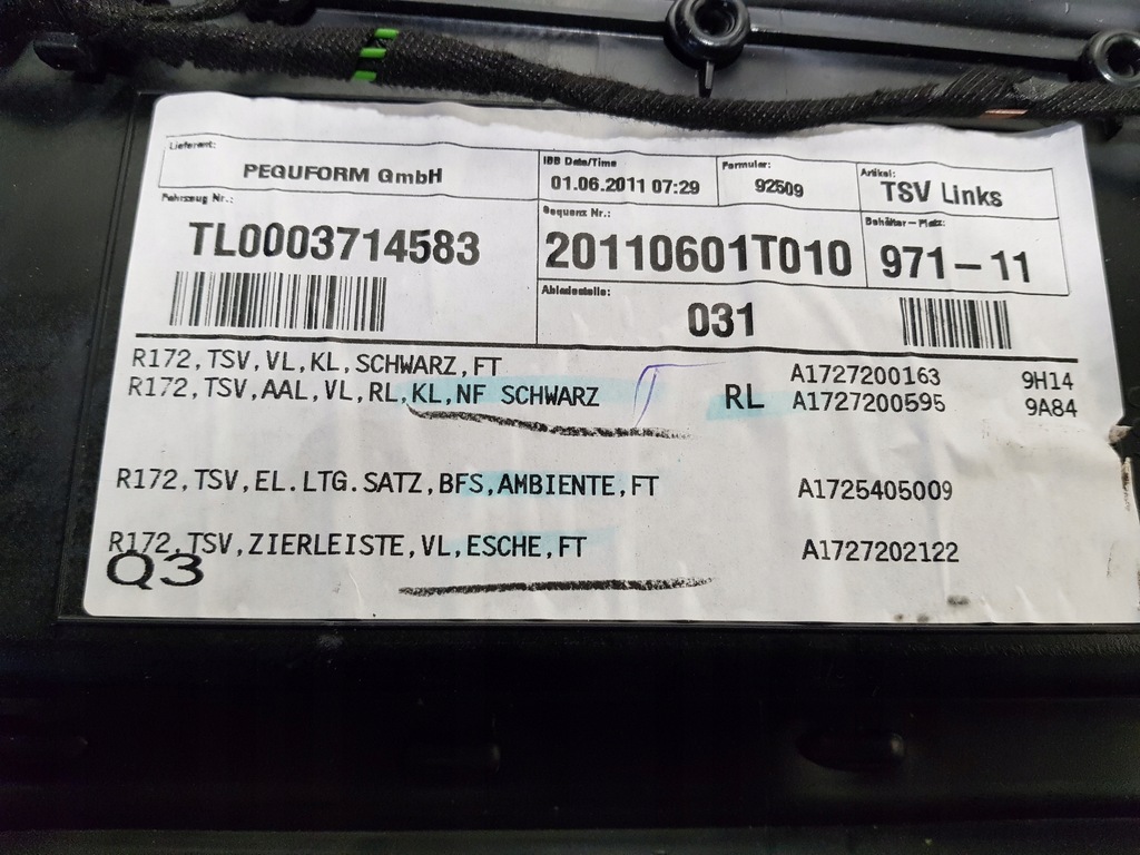 фото №16, Обшивка обивка дверь левый перед mercedes slk slc r172 w172