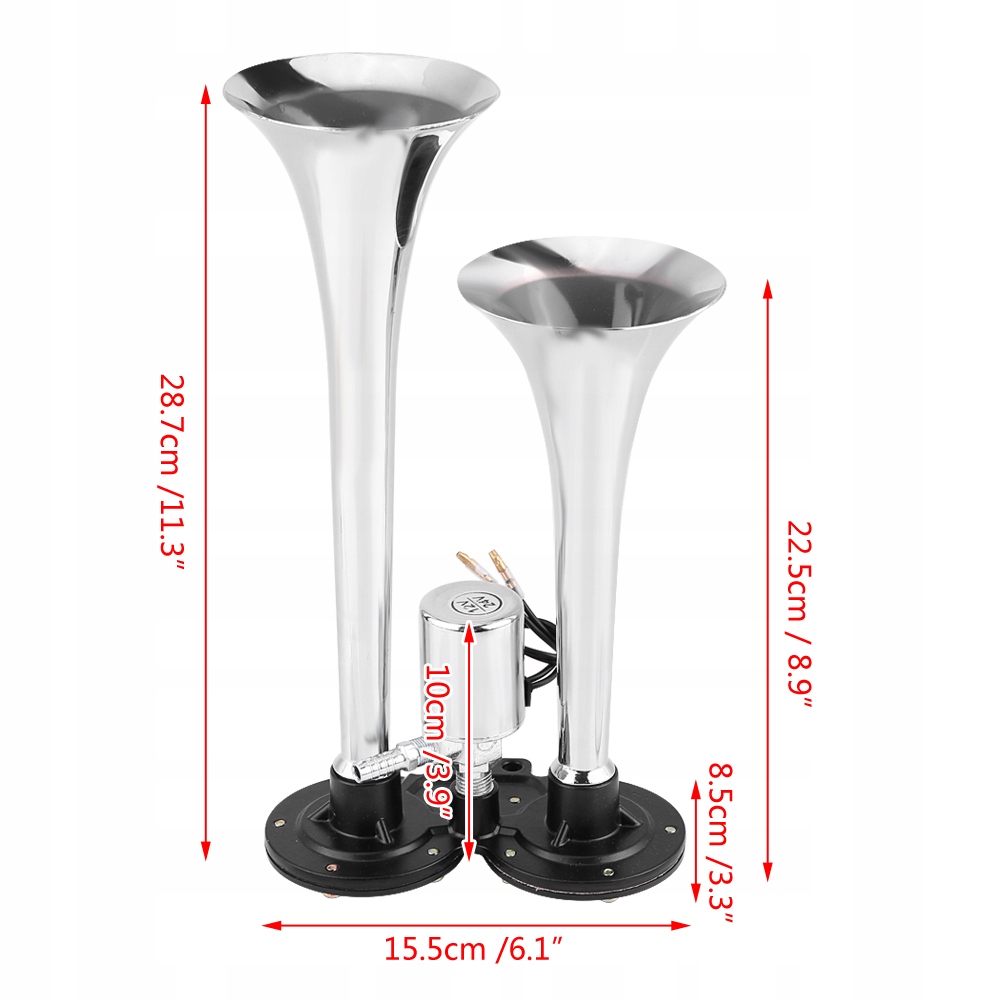 фото №16, Подвійний клаксон сигнал głośna хром 12 24v