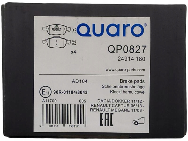 фото №12, Тормозные колодки ham. renault p. megane 08-/duster quaro qp0827 набор тормозных колодок