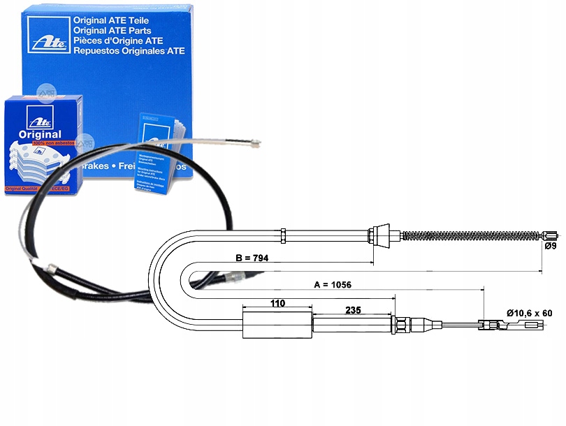 фото №1, Тягa трос гальма ручного ate 107515 8as355665