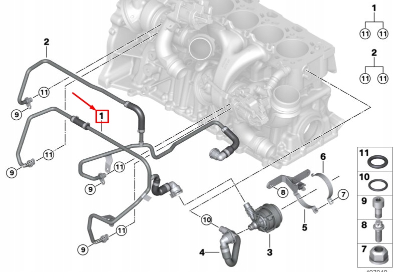фото №10, Шланг жидкость охлаждающий турбонагнетателя bmw x3 m f97 11538746394