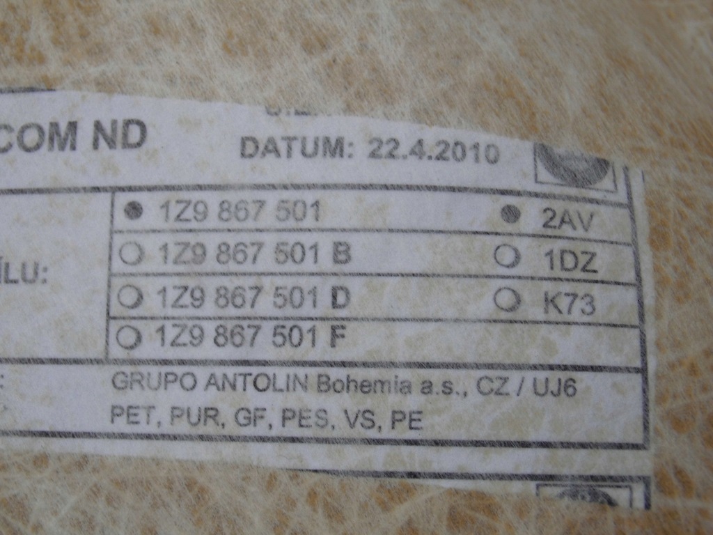 фото №15, Skoda octavia combi ii стеля оббивка дах 1z9867501